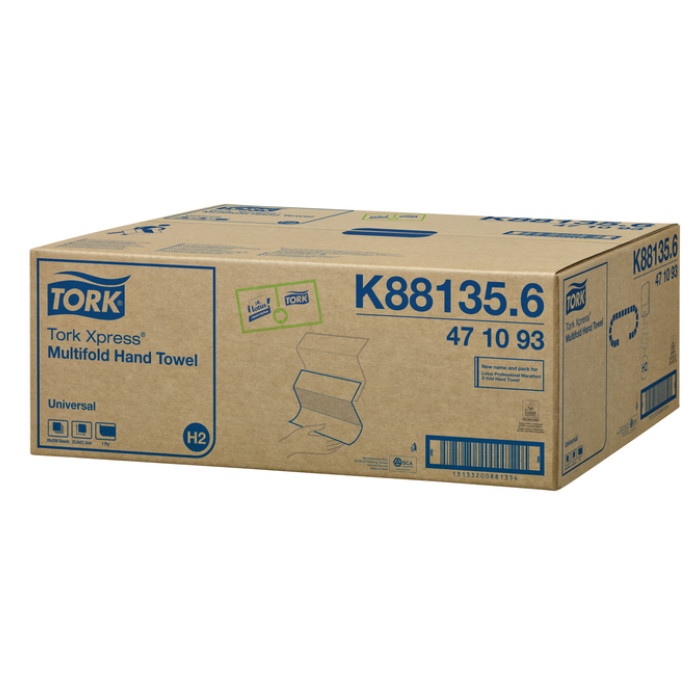 Handdoek Tork H2 Xpress Universal multifold 1-laags 213x234mm 20x250 vel wit 471093