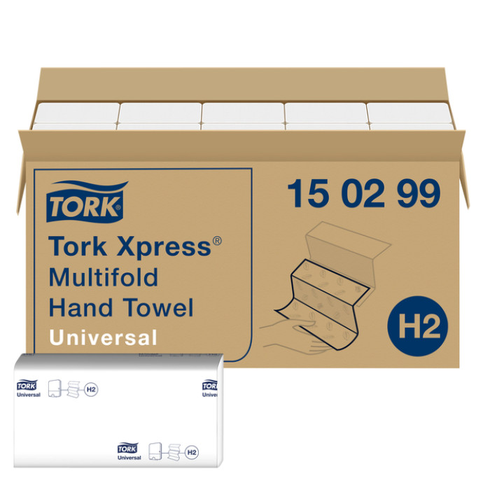 Handdoek Tork H2 Xpress Universal multifold 2-laags 213x234mm 20x237 vel wit 150299