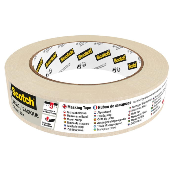 Afplaktape Scotch Basic 24mmx50m beige