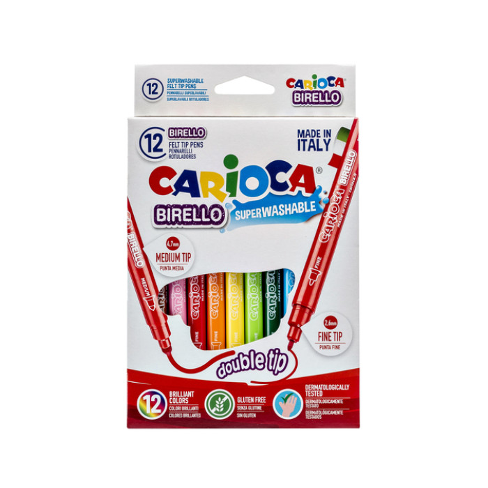 Viltstift Carioca Birello dubbelpunters assorti set à 12 stuks