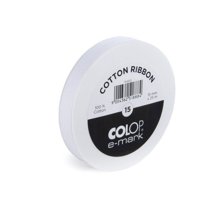 Lint Colop E-mark 15mmx25m wit