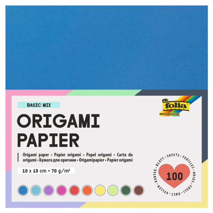 Origami papier Folia 70gr 10x10cm 100 vel assorti kleuren