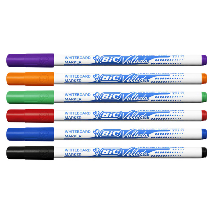 Whiteboardmarker Bic Velleda 1721 rond fijn assorti blister à 8 stuks