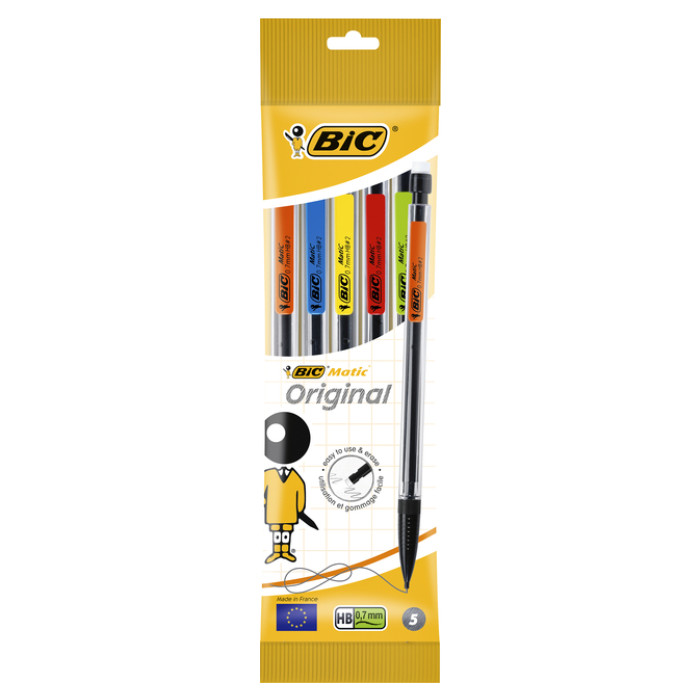 Vulpotlood Bic Matic Original HB 0.7mm assorti zak à 5 stuks