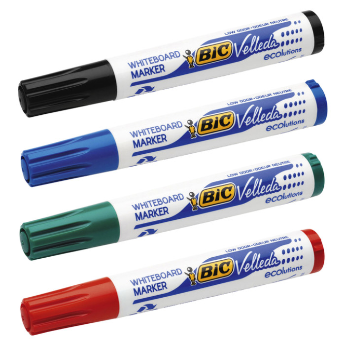 Whiteboardmarker Bic Velleda 1704 rond large assorti blister à 4 stuks