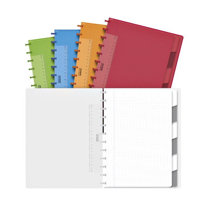Schrift Adoc A4 ruit 4x8mm 144 pagina's 90gr met 6 tabbladen assorti