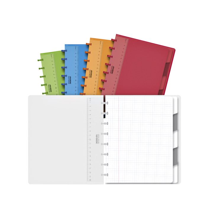 Schrift Adoc A5 ruit 5x5mm 144 pagina's 90gr met 5 tabbladen assorti