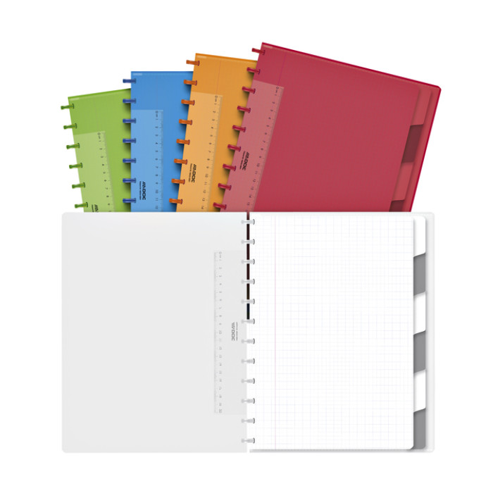 Schrift Adoc A4 ruit 5x5mm 144 pagina's 90gr met 6 tabbladen assorti