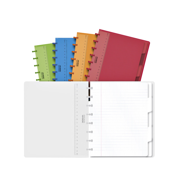 Schrift Adoc A5 ruit 4x8mm 144 pagina's 90gr met 5 tabbladen assorti