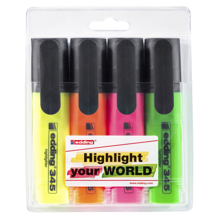 Markeerstift edding 345 2-5mm assorti set à 4 stuks