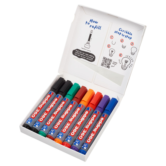 Whiteboardmarker edding 360 rond 1.5-3mm assorti 8 stuks