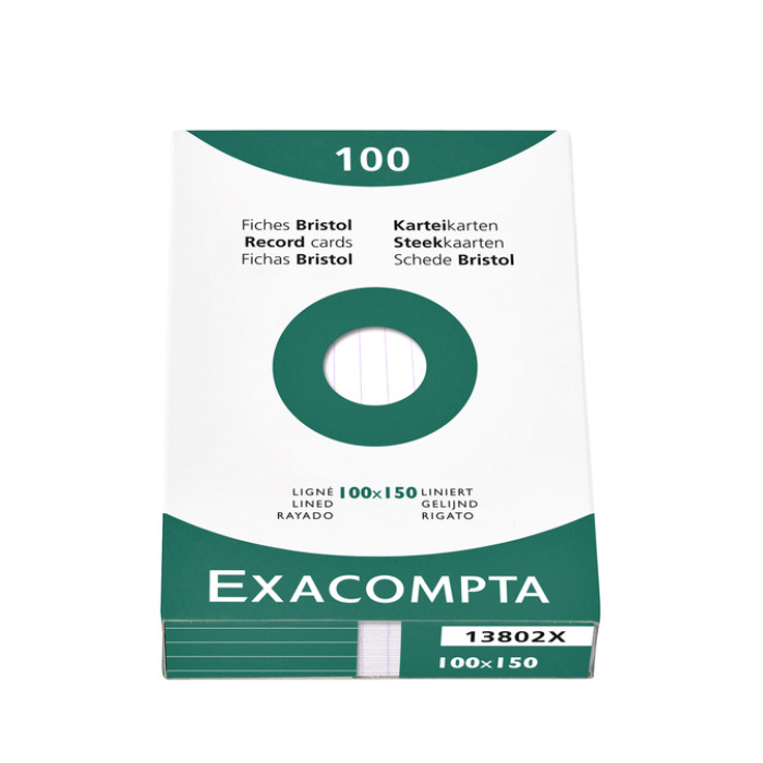 Systeemkaart Exacompta 100x150mm lijn wit 100 stuks