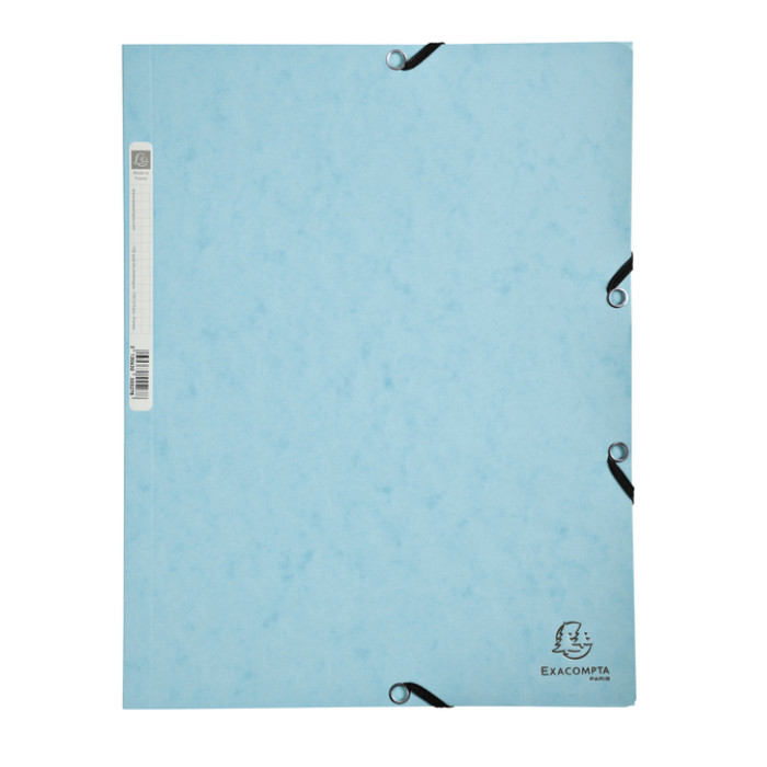 Elastomap Exacompta Aquarel A4 3 kleppen 400gr glanskarton blauw