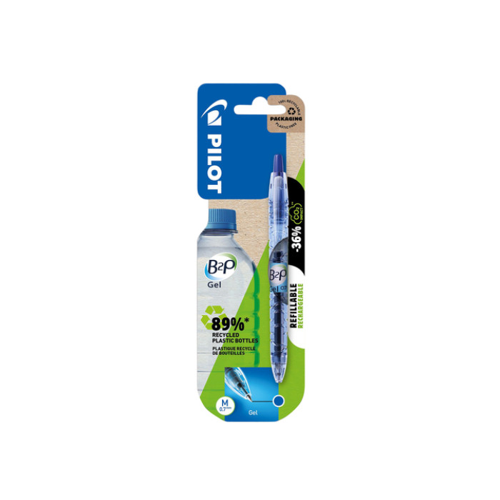 Gelschrijver PILOT Begreen B2P medium blauw blister à 1 stuk