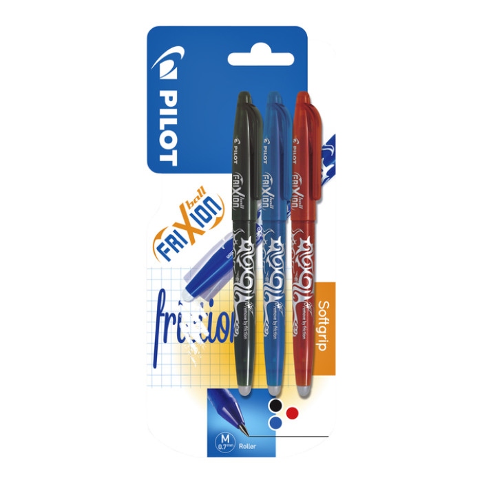 Rollerpen PILOT friXion medium assorti blister à 3 stuks