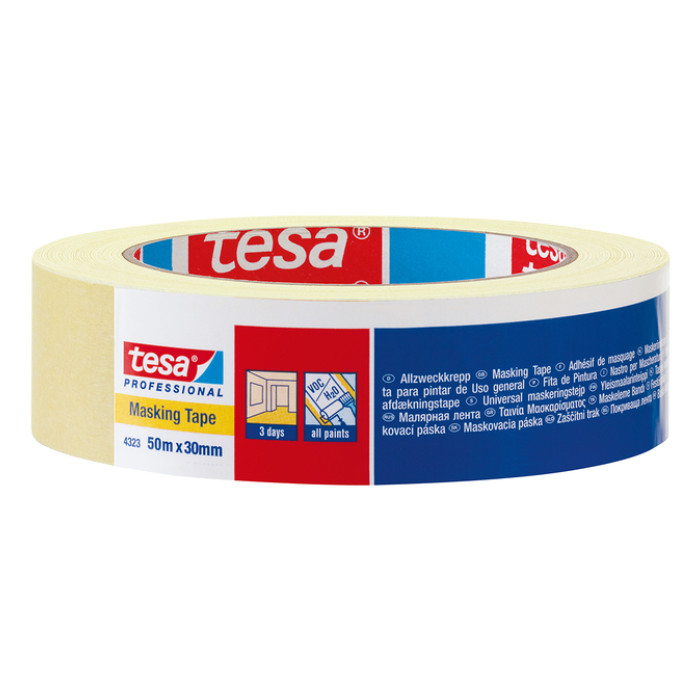 Afplaktape tesa® Professional 4323 19mmx50m lichtcrème