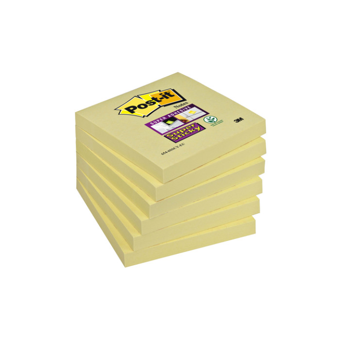 Memoblok Post-it 654  Super Sticky 76x76mm geel