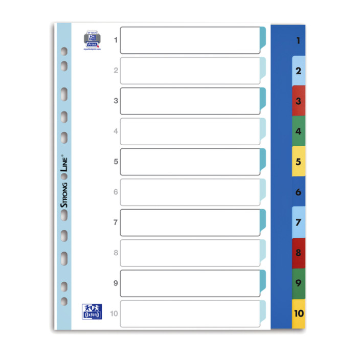 Tabbladen Oxford A4+ 11-gaats 1-10 PP kleur