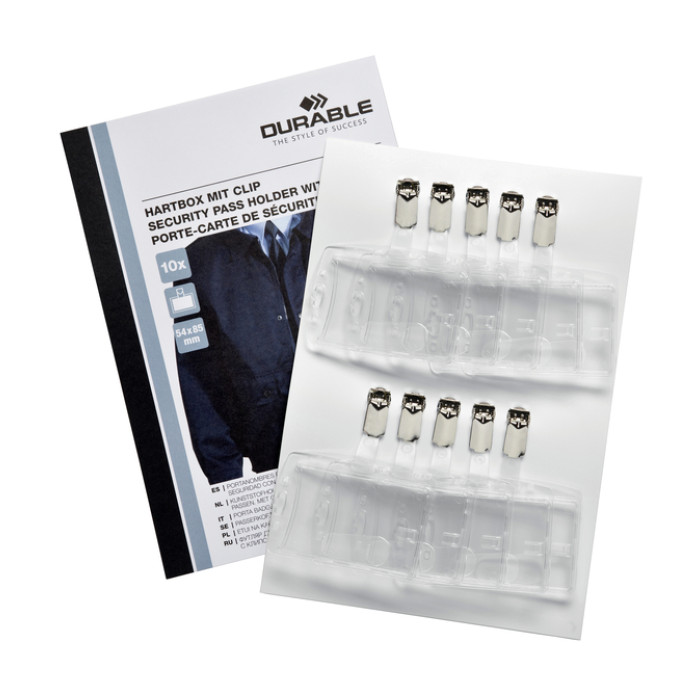 Veiligheidspashouder Durable Security met clip 54x85mm set à 10 stuks