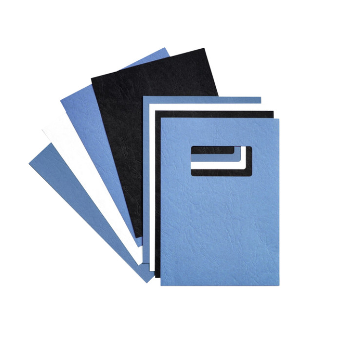 Voorblad GBC A4 lederlook met venster blauw 50 stuks