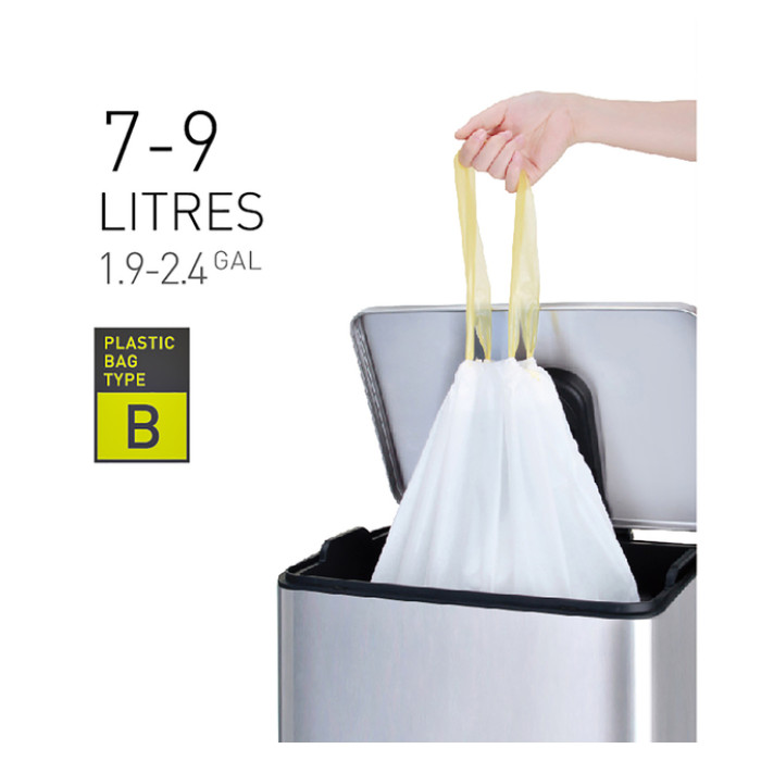 Afvalzak EKO MDPE type B met trekband 40x45cm 7-9L wit rol à 25 stuks