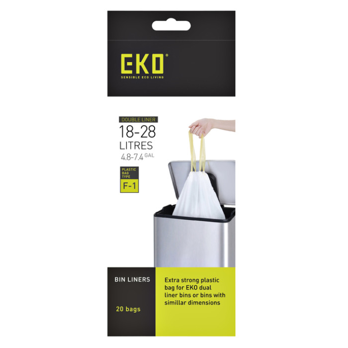 Afvalzak EKO MDPE type F1 met trekband 49x68cm 18-28L wit rol à 20 stuks
