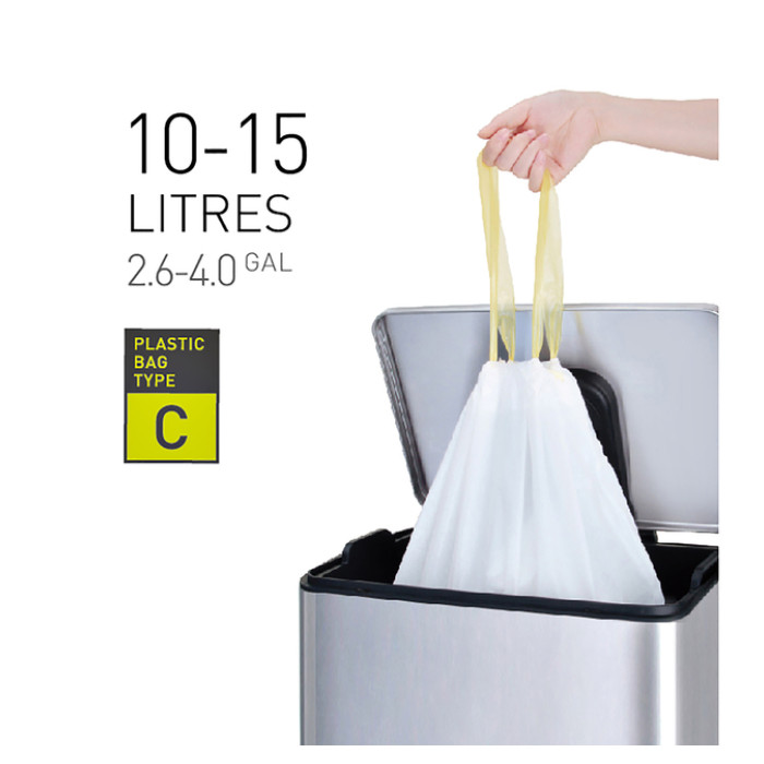 Afvalzak EKO MDPE type C met trekband 45x50cm 10-15L wit rol à 20 stuks