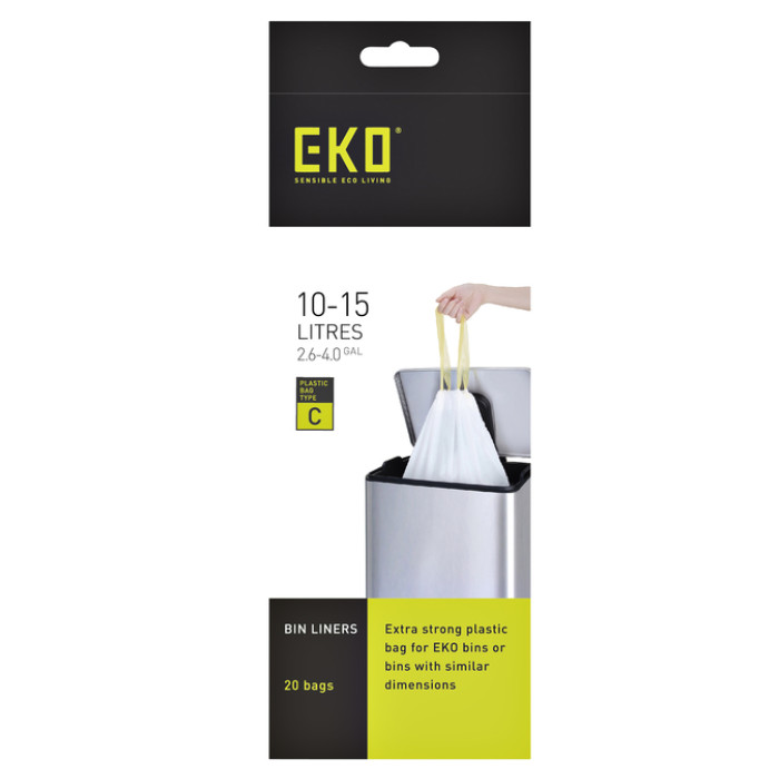 Afvalzak EKO MDPE type C met trekband 45x50cm 10-15L wit rol à 20 stuks