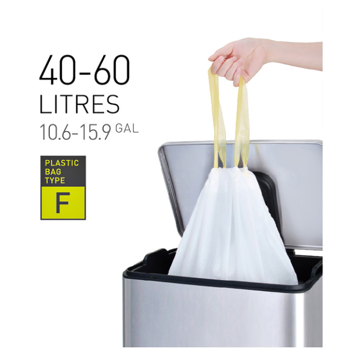 Afvalzak EKO MDPE type F met trekband 64x75cm 40-60L wit rol à 12 stuks