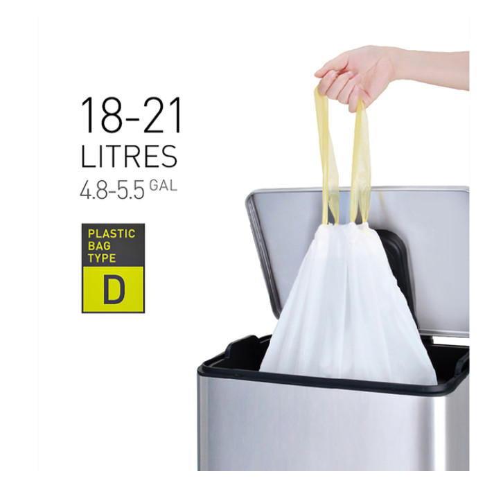 Afvalzak EKO MDPE type D met trekband 55x55cm 18-21L wit rol à 20 stuks