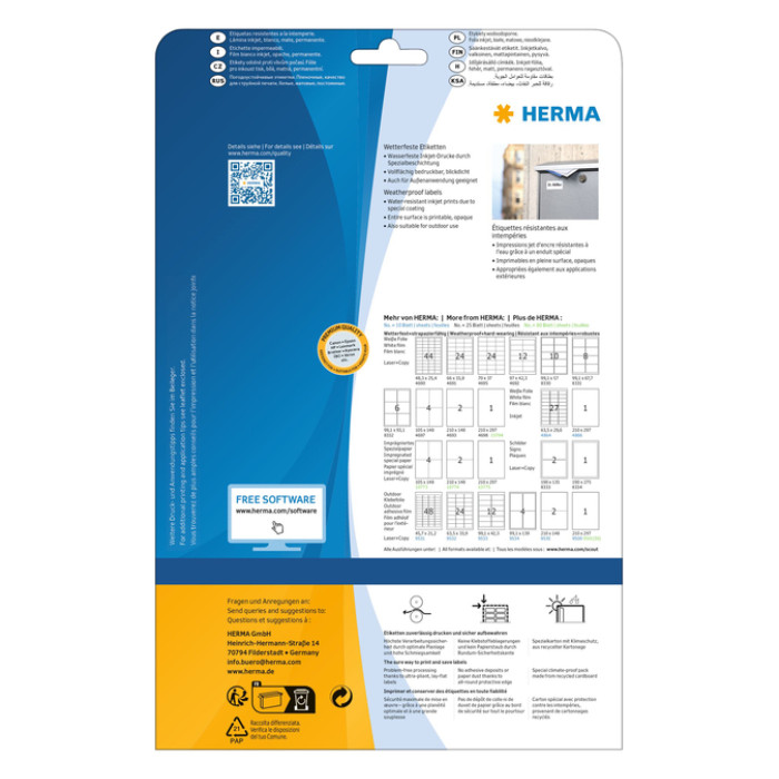 Etiket HERMA 4595 97x42.3mm folie wit