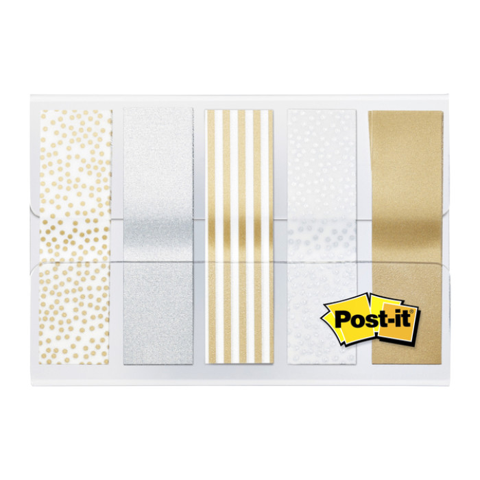 Indextabs Post-it 684 12mmx43mm metallic motief goud zilver 100 tabs