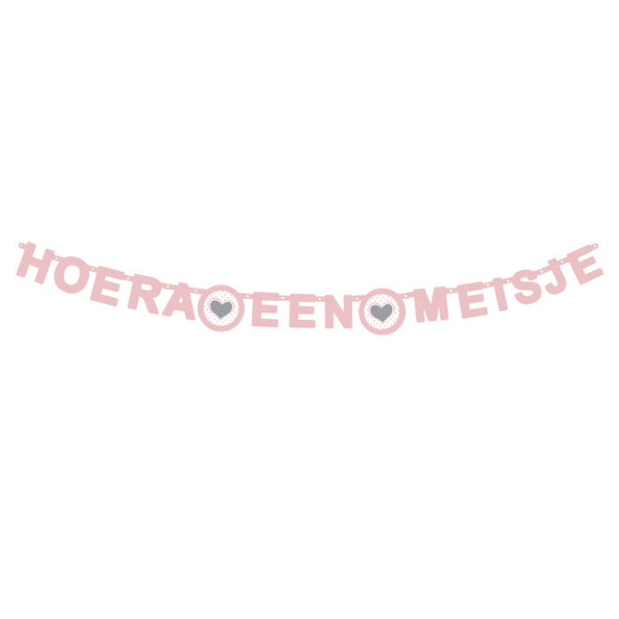 Letterslinger ''Hoera een meisje'' roze