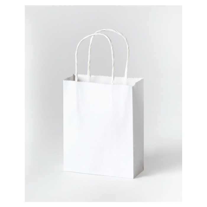 Tas met handvat Folia kraftpapier 110gr 12x15x5.5cm 20 stuks wit