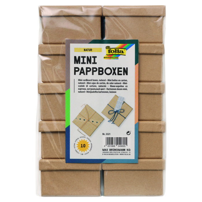 Doos karton Folia mini 7,5x7,5x4,5cm 10 stuks kraft
