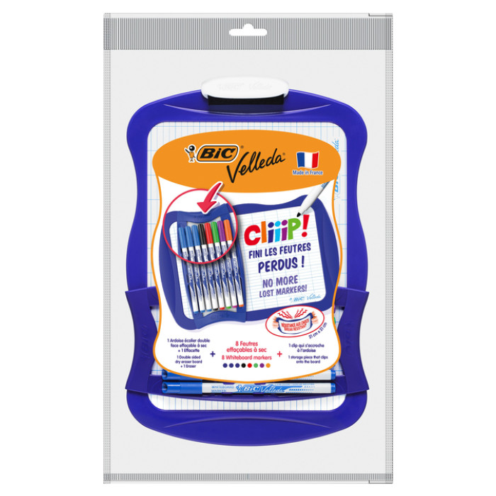 Whiteboard Bic Velleda 21x31cm inclusief 8 stiften en wisser