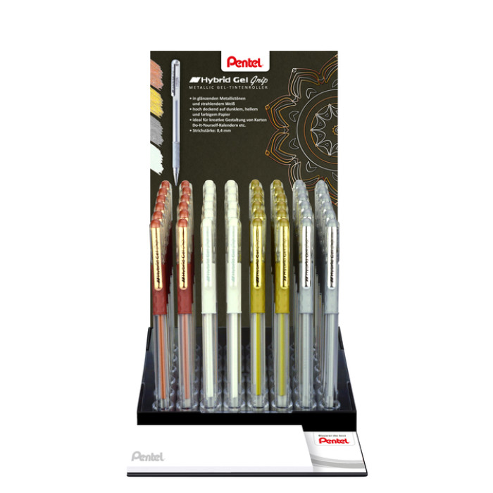 Gelschrijver Pentel K118 Grip medium assorti 4 kleuren