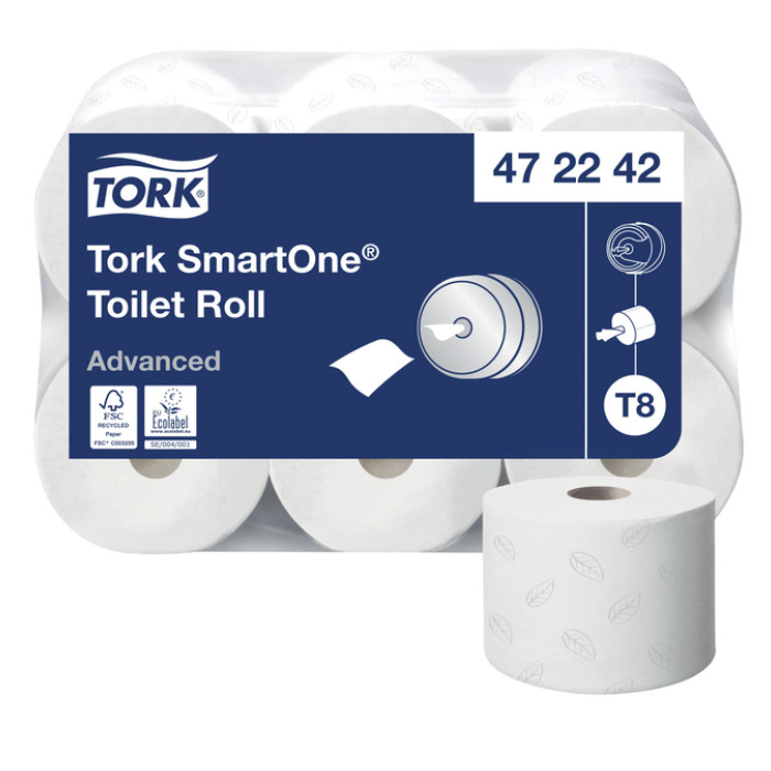 Toiletpapier Tork T8 Advanced SmartOne 2-laags 207m wit 472242