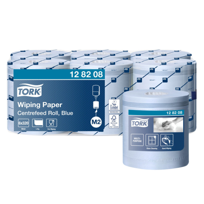 Poetspapier Tork M2 Advanced 1-laags 320m blauw 128208