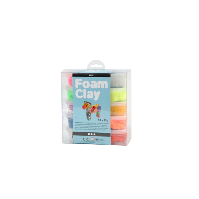 Klei Foam Clay basic 10 x 35gr 10 kleuren