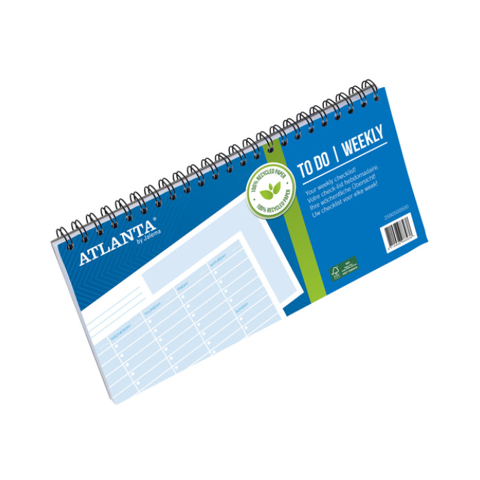 Things to do Djois Atlanta recycled papier Weekly 297x150mm 60vel 70gr landscape blauw