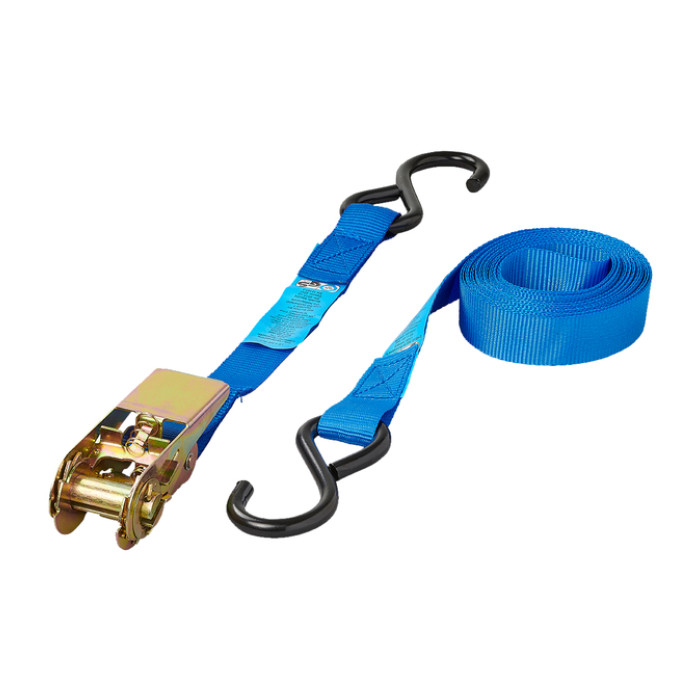 Spanband ProPlus ratel 5 meter met 2 haken blauw