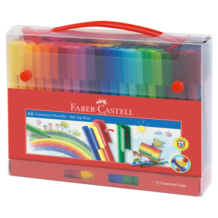 Kleurstiften Faber-Castell Connector assorti koffer à 60 stuks