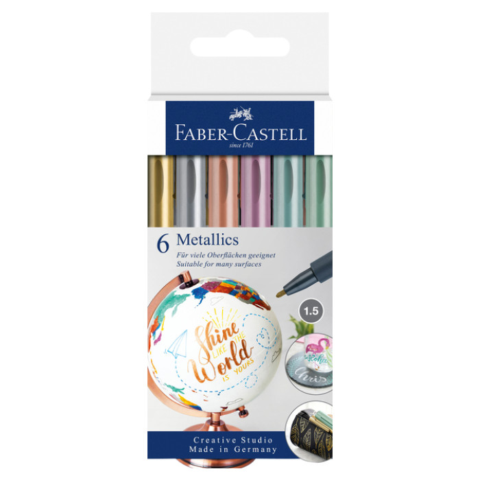 Viltstift Faber-Castell metallic assorti blister à 6 stuks