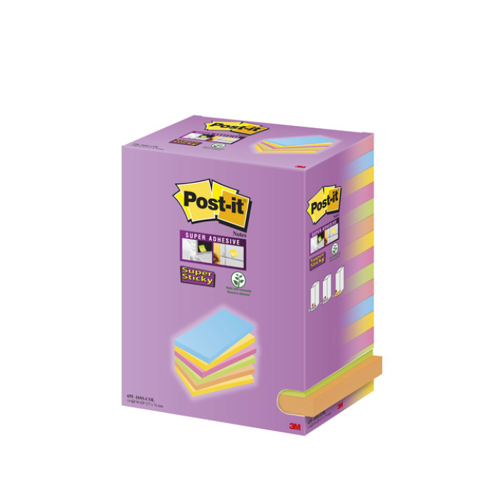 Memoblok Post-it 655 127x76mm assorti 16 stuks