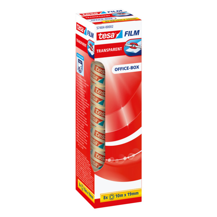 Plakband tesafilm® 10mx19mm transparant 8 rollen