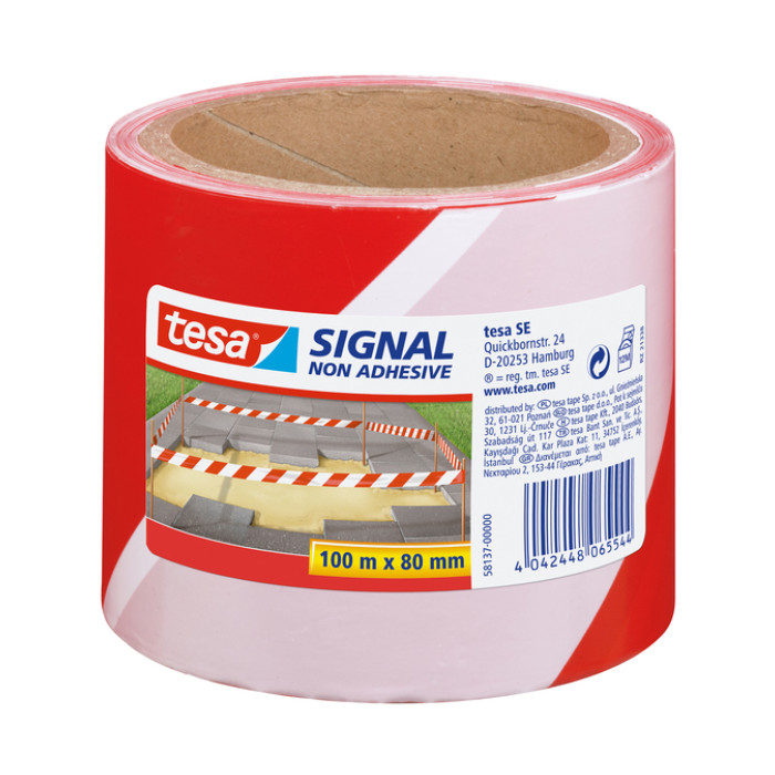 Waarschuwings- en markeerlint tesa® Signal 100mx80mm rood-wit