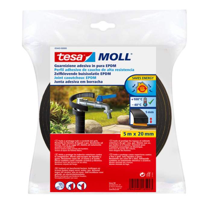 Buisisolatie tesamoll® Zelfklevend 5mx20mm zwart