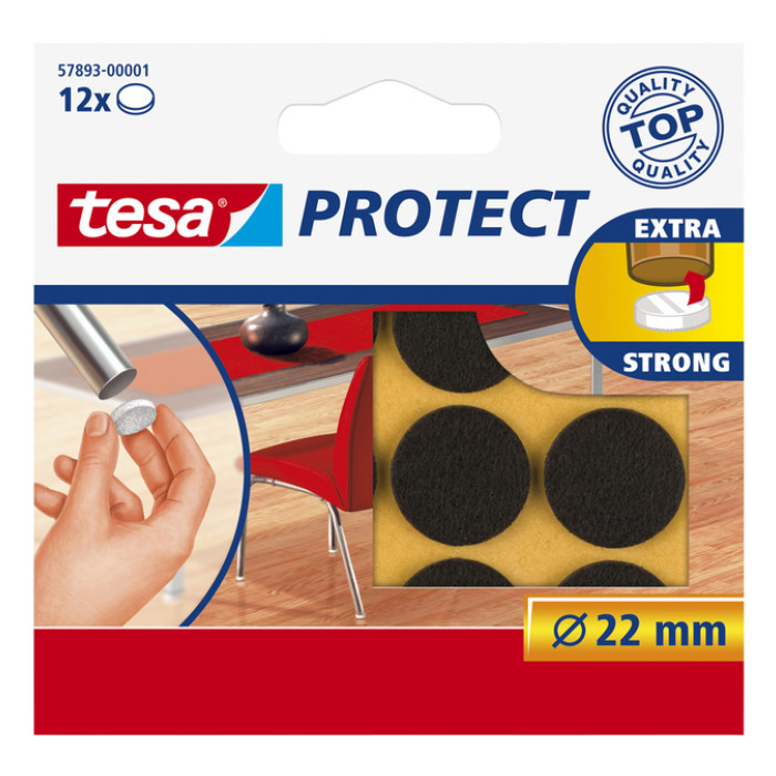 Beschermvilt tesa® Protect anti-kras Ø22mm bruin 12 stuks