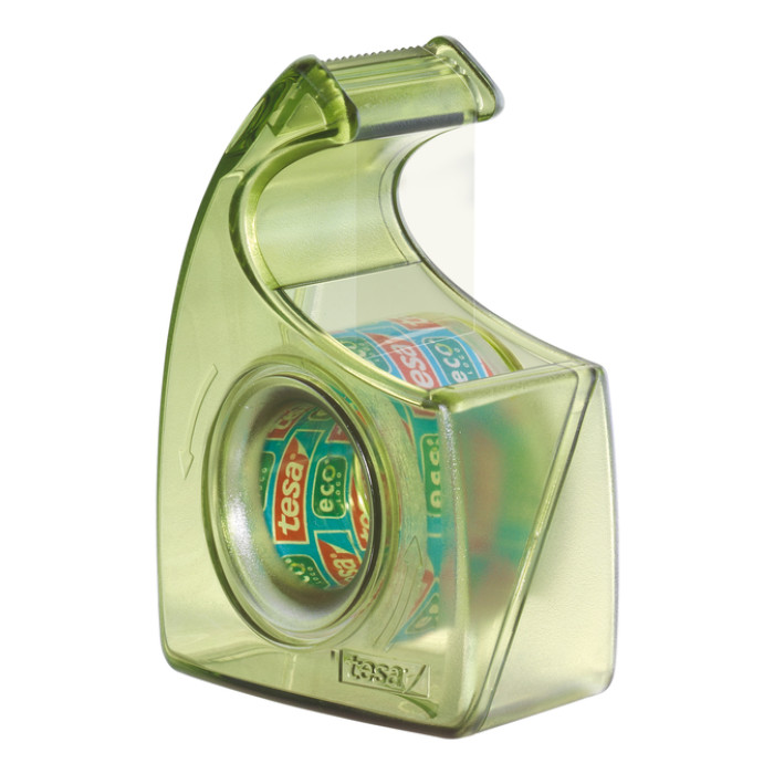 Plakband handdispenser tesafilm® eco & clear 33mx19mm + Easy Cut hand ecoLogo®